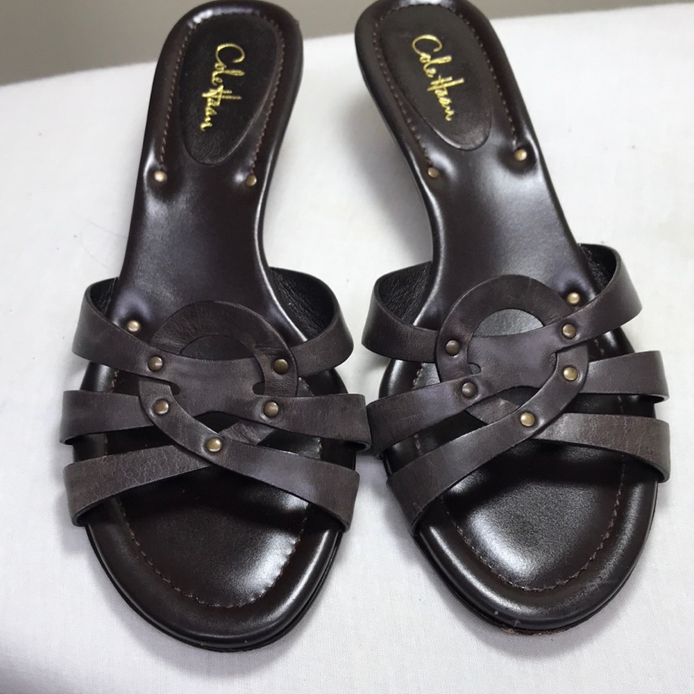 Cole Haan brown mid heel sandal